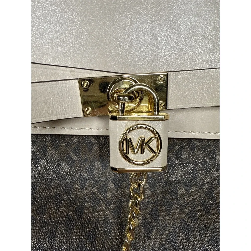 Michael Kors Hamilton Legacy Sm Logo Belted Satchel Pink Brown Crossbody &Wallet